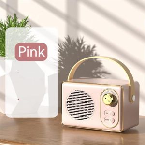 Retro Bluetooth Audio U Disk Tf Card Aux Usb Speaker Creative Outdoor Portable Mini Sound Box Pink  |   Stereo Speakers Earphones & Speakers Pink