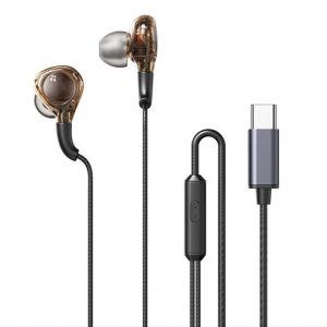 RM-670 Wired Earbuds In-Ear Headphones Stereo Sound Quality Transparent Design Earphones For All 3.5mm Jack Devices RM-670a [TYPE-C] Black  |   Wired Earphones Earphones & Speakers RM-670a [TYPE-C] Black