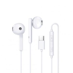 Semi-in-ear Wired Headset Type-c Interface Copper Ring Speaker With Microphone Compatible For Huawei White  |   Wired Earphones Earphones & Speakers White