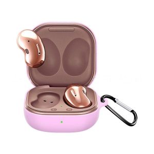 Silicone Earphone Protective Case Wireless Bluetooth Headset Anti-fall Cover With Buckle Compatible For Samsung Galaxybuds2 Live/pro lavender  |   Earphones Accessories Earphones & Speakers Earphones Accessories