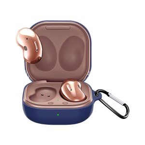 Silicone Earphone Protective Case Wireless Bluetooth Headset Anti-fall Cover With Buckle Compatible For Samsung Galaxybuds2 Live/pro midnight blue  |   Earphones Accessories Earphones & Speakers Earphones Accessories