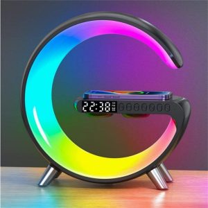 Smart Wake Up Light Alarm Clocks with App Sunrise Alarm Clock 15w Fast Wireless Charger for Heavy Sleepers Black  |   Stereo Speakers Earphones & Speakers Black