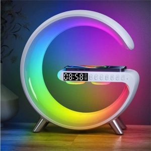 Smart Wake Up Light Alarm Clocks with App Sunrise Alarm Clock 15w Fast Wireless Charger for Heavy Sleepers Light Grey  |   Stereo Speakers Earphones & Speakers Light grey