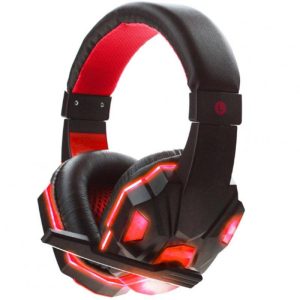 Stereo Game Headphone with Micro LED  |   Gaming Headsets Earphones & Speakers Black & red