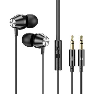 Subwoofer Headset 3.5mm+3.5mm Double Plug Wire-controlled Earphone With Microphone For Computer Mobile Phone black  |   Wired Earphones Earphones & Speakers Black