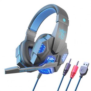 Sy830mv Wired Gaming Headset With Microphone 3.5mm Powerful Sound Headphones For Computer Pc Black Blue PC Luminous Version  |   Gaming Headsets Earphones & Speakers Black Blue PC Luminous Version