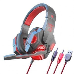 SY830MV Wired Headset Noise Canceling Stereo Headphones Over Ear Headphones With Cool LED Lighting For Cell Phone Gaming Computer Laptop black red  |   Gaming Headsets Earphones & Speakers Black red