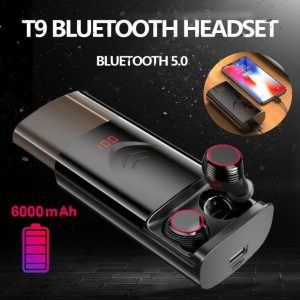 T9 TWS Wireless Bluetooth 5.0 Earphones Stereo HiFi Earphones Earbuds with 6000mAh Charging Case  black  |   Bluetooth Earphones Bluetooth Earphones Black