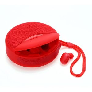 TG808 2 In 1 Portable Wireless Speaker Earbuds Combo Mini Surround Stereo Sound Radio For Home Party Outdoor Travel red  |   Stereo Speakers Earphones & Speakers Red