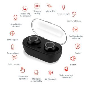 TWS Earphones Bluetooth5.0 Binaural Stereo In-ear Wireless Headset with Charging Bin Call Conversation Support Sports Headphones  silver ring  |   Bluetooth Earphones Bluetooth Earphones Bluetooth Earphones