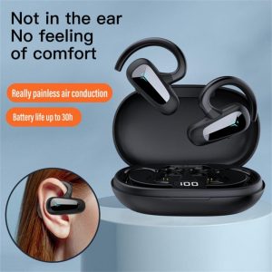 Tws-t8 Air Conduction Earphones Bluetooth Noise Cancelling Hi-fi Stereo Waterproof Sports Headset Black  |   Bluetooth Earphones Bluetooth Earphones Black