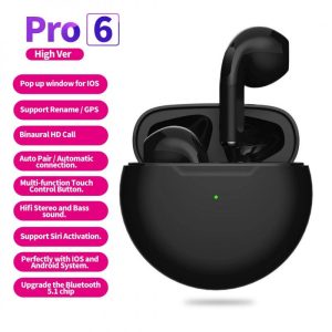 Tws Wireless  Earphones For Iphone Sports Earphones With Microphone Bass Air Pro 6 black  |   Bluetooth Earphones Bluetooth Earphones Black