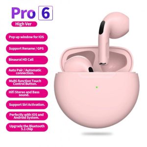 Tws Wireless  Earphones For Iphone Sports Earphones With Microphone Bass Air Pro 6 Pink  |   Bluetooth Earphones Bluetooth Earphones Bluetooth Earphones