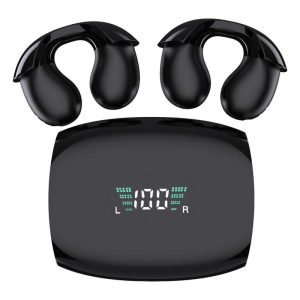 Tws Wireless Open Ear Headphones Air Conduction Clip-On Earphone Digital Display Bluetooth 5.3 Headset Black  |   Bluetooth Earphones Bluetooth Earphones Black