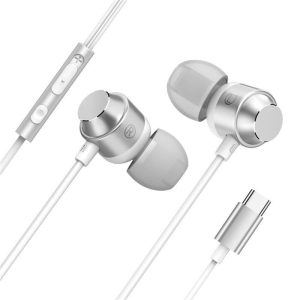 Type-C Headphones Compatible For 9 8 7 Pro P50 Pro Wire Control Bass Magnetic Earphones With Microphone silver  |   Wired Earphones Earphones & Speakers Silver