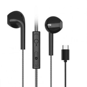 Type-c In-ear Mobile Wire Control Headset Bass Stereo Music Earphones Sports Earbuds With Microphone black  |   Wired Earphones Earphones & Speakers Black