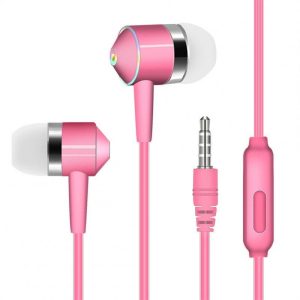 Universal 3.5mm Plug Wired In-ear Earbuds Portable Wire Control Mobile Phone Gaming Headset With Microphone pink  |   Wired Earphones Earphones & Speakers Pink