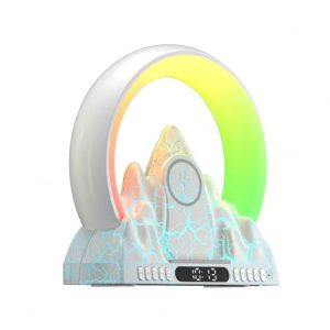 USB Night Light with Clock Alarm Function 15W Wireless Fast Charging Touch Control Colorful Light Work with Alexa White  |   Stereo Speakers Earphones & Speakers Stereo Speakers