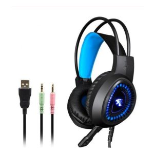 V1000 Headset Heavy Bass Internet Cafe E-sports Game Headphones Luminous 7.1 Channel USB/3.5MM Headset blue_3.5+USB interface  |   Gaming Headsets Earphones & Speakers Blue + 3.5+USB interface