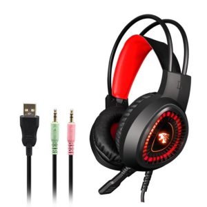 V1000 Headset Heavy Bass Internet Cafe E-sports Game Headphones Luminous 7.1 Channel USB/3.5MM Headset red_3.5+USB interface  |   Gaming Headsets Earphones & Speakers Gaming Headsets