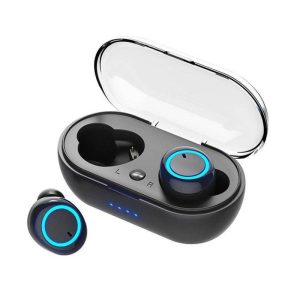 W12 Wireless Earbuds With Charging Case Headphones Noise Canceling Earphones For Sports Working Hiking Black-Blue Circle Color Box  |   Bluetooth Earphones Bluetooth Earphones Black-Blue Circle Color Box