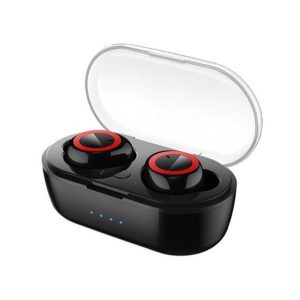 W12 Wireless Earbuds With Charging Case Headphones Noise Canceling Earphones For Sports Working Hiking Black-Red Circle Color Box  |   Bluetooth Earphones Bluetooth Earphones Black-Red Circle Color Box