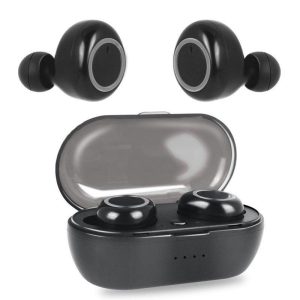 W12 Wireless Earbuds With Charging Case Headphones Noise Canceling Earphones For Sports Working Hiking Black-Silver Circle Color Box  |   Bluetooth Earphones Bluetooth Earphones Black-Silver Circle Color Box