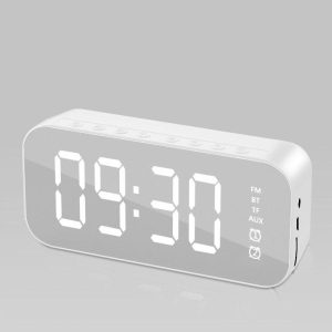 Wifi Mini Alarm Clock Nanny Clock Mirror Subwoofer Bluetooth Speaker white  |   Stereo Speakers Earphones & Speakers Stereo Speakers