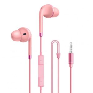 Wire-control Headphones Bass In-ear Sport Music Gaming Headset Earbuds Compatible For Iphone Oppo Xiaomi Vivo Universal pink  |   Wired Earphones Earphones & Speakers Pink