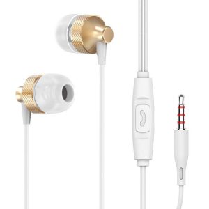 Wire-controlled Headphones With Microphone Ergonomic In-ear Hi-Fi Music Sports Earbuds Gaming Headset gold  |   Wired Earphones Earphones & Speakers Gold