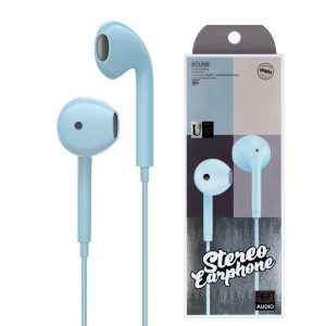 Wire-controlled Headset With Microphone In-line Subwoofer Music Earbuds Hands-free Calling Ergonomic Headphone blue  |   Wired Earphones Earphones & Speakers Blue