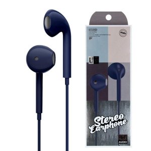 Wire-controlled Headset With Microphone In-line Subwoofer Music Earbuds Hands-free Calling Ergonomic Headphone Navy blue  |   Wired Earphones Earphones & Speakers Navy blue