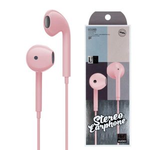 Wire-controlled Headset With Microphone In-line Subwoofer Music Earbuds Hands-free Calling Ergonomic Headphone pink  |   Wired Earphones Earphones & Speakers Pink