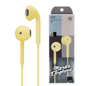 Wire-controlled Headset With Microphone In-line Subwoofer Music Earbuds Hands-free Calling Ergonomic Headphone yellow  |   Wired Earphones Earphones & Speakers Wired Earphones