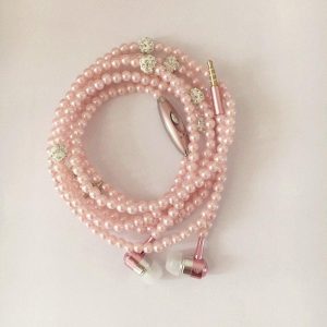 Wire-controlled In-ear Headphones With Mic Pearl Necklace Rhinestone Earphones Compatible For Samsung Xiaomi Phones pink  |   Bluetooth Earphones Bluetooth Earphones Bluetooth Earphones