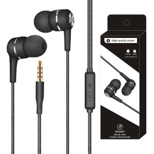 Wired Headset Earphone with Microphone Hands Free for Tablet PC Phone black  |   Wired Earphones Earphones & Speakers Black