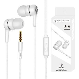 Wired Headset Earphone with Microphone Hands Free for Tablet PC Phone white  |   Wired Earphones Earphones & Speakers White