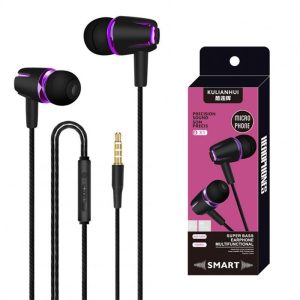 Wired Subwoofer Headphones Electroplating Bass Stereo In-ear Earbuds With Mic Hands-free Calling Phone Headset Compatible For Android Ios black purple  |   Wired Earphones Earphones & Speakers Black purple