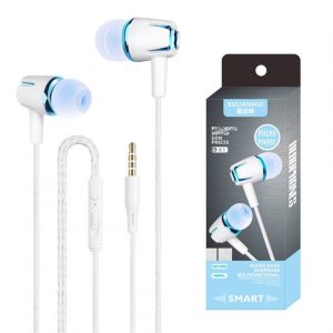 Wired Subwoofer Headphones Electroplating Bass Stereo In-ear Earbuds With Mic Hands-free Calling Phone Headset Compatible For Android Ios white blue  |   Wired Earphones Earphones & Speakers White blue