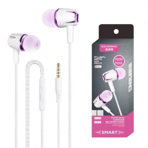 Wired Subwoofer Headphones Electroplating Bass Stereo In-ear Earbuds With Mic Hands-free Calling Phone Headset Compatible For Android Ios white purple  |   Wired Earphones Earphones & Speakers White purple