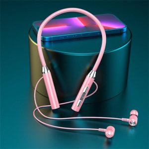 Wireless Bluetooth-compatible 5.2 Headphones Hanging Neck Stereo Noise Cancelling Universal Sports Headset With Microphone pink  |   Sports Headphones Earphones & Speakers Pink