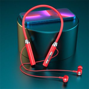 Wireless Bluetooth-compatible 5.2 Headphones Hanging Neck Stereo Noise Cancelling Universal Sports Headset With Microphone red  |   Sports Headphones Earphones & Speakers Red