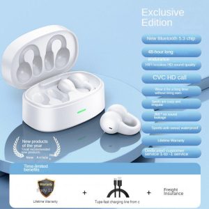 Wireless Bluetooth Headphones Bone Conduction Ear Clip Earphone Hi-Fi Music Sports Headset White  |   Bluetooth Earphones Bluetooth Earphones Bluetooth Earphones