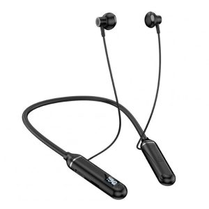 Wireless Bluetooth Headset with Digital Display Half In-ear Sports Stereo Hanging Neck Headphones Black  |   Sports Headphones Earphones & Speakers Black