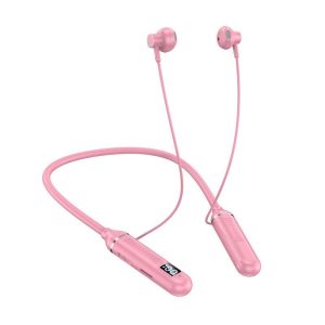 Wireless Bluetooth Headset with Digital Display Half In-ear Sports Stereo Hanging Neck Headphones Pink  |   Sports Headphones Earphones & Speakers Pink