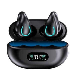 Wireless Earphones Clip On Open Ear Bone Conduction Headphones Sport HiFi Sound Quality Waterproof Headset For Running Cycling black  |   Bluetooth Earphones Bluetooth Earphones Black