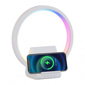 Wireless Speaker with Charging Station Phone Holder Night Light Buttons Control Smart Sound Machine White Bt-256  |   Stereo Speakers Earphones & Speakers Stereo Speakers