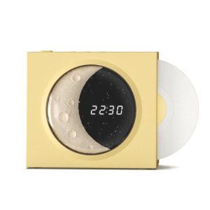 X09 Moon Clock Speaker Hifi Bluetooth Player Vinyl Nostalgia Large Volume Desktop Outdoor Small Audio Cream Yellow  |   Stereo Speakers Earphones & Speakers Cream yellow