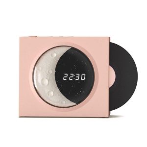 X09 Moon Clock Speaker Hifi Bluetooth Player Vinyl Nostalgia Large Volume Desktop Outdoor Small Audio Morandi Pink  |   Stereo Speakers Earphones & Speakers Morandi pink