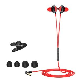 3.5mm Earphone 90 Degrees Elbow Plug-in Volume Wire Control Gaming Headset In-ear Subwoofer Music Earbuds red  |   Wired Earphones Earphones & Speakers Red